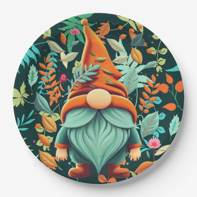 Fall Gnome Pappteller (Vorderseite)