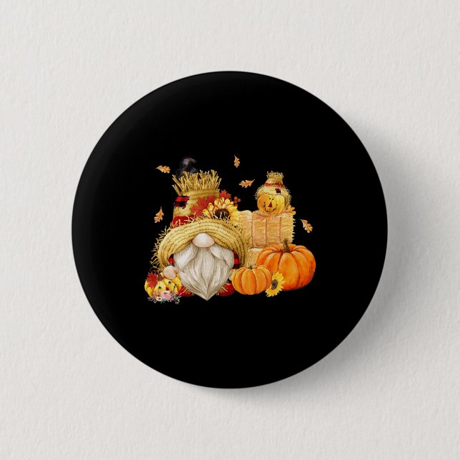 Fall Gnome Scarecrow Gnome Fall Halloween Thanksgi Button (Vorderseite)