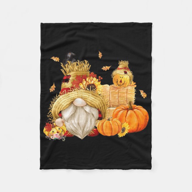 Fall Gnome Scarecrow Gnome Fall Halloween Thanksgi Fleecedecke (Vorderseite)