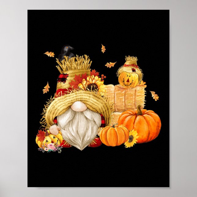 Fall Gnome Scarecrow Gnome Fall Halloween Thanksgi Poster (Vorne)