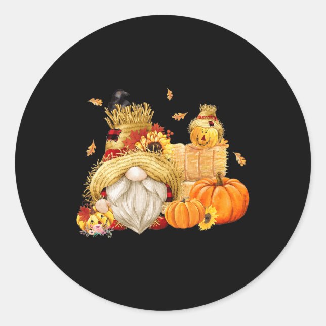 Fall Gnome Scarecrow Gnome Fall Halloween Thanksgi Runder Aufkleber (Vorderseite)