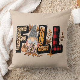 FALL Gnomes in Animal Print Pattern Throw Kissen
