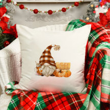 Fall Gnomes Pumpkin Erntedank Throw Kissen