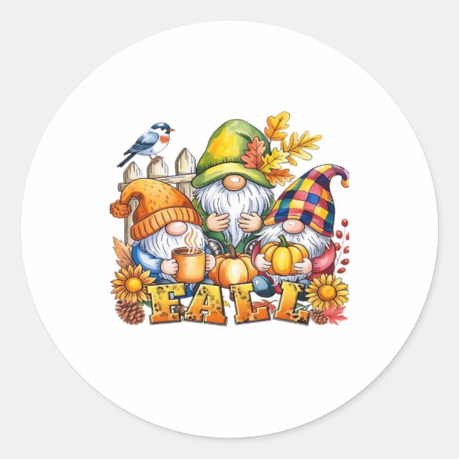 Fall Gnomes Veröffentlichung Herbst Liebe Classic  Runder Aufkleber (Vorderseite)