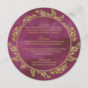 Fall Gold und Cranberry Round Menu Menükarte