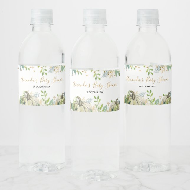 Fall Gold und White Pumpkin Water Flaschen Labels (Flaschen)