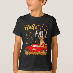 Fall Golden Retriever Leaf Herbst Red Truck Dog Lo T-Shirt