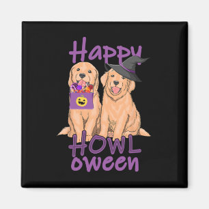 Fall Golden Retriever Liebt Halloween Happy Howl- Magnet