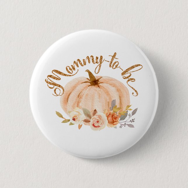 Fall Goldfolie Blumenkürbis Mommy zum Button (Vorderseite)
