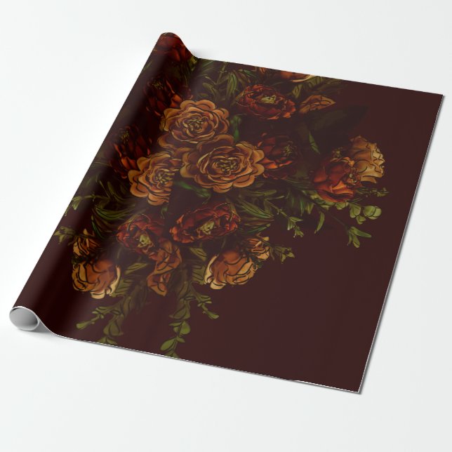 Fall Gothic Wedding Rustic Orange Maroon Geschenkpapier (Ungerollt)