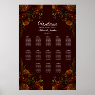 Fall Gothic Wedding Rustic Orange Maroon Poster