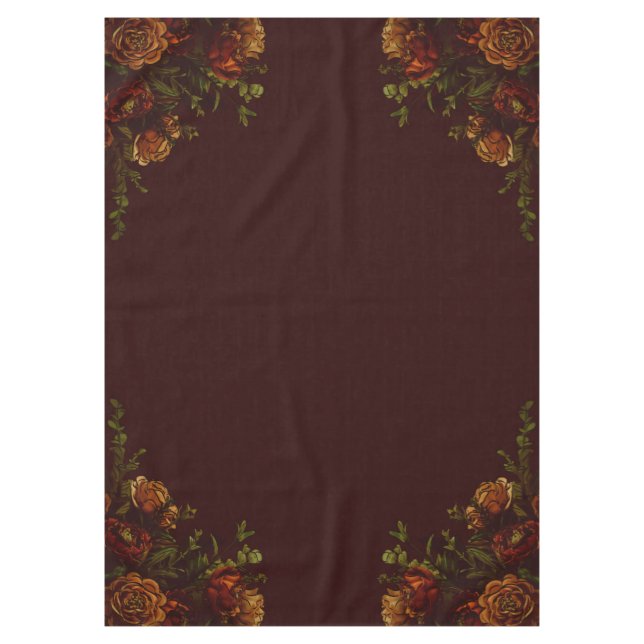 Fall Gothic Wedding Rustic Orange Maroon Tischdecke (Vorderseite)