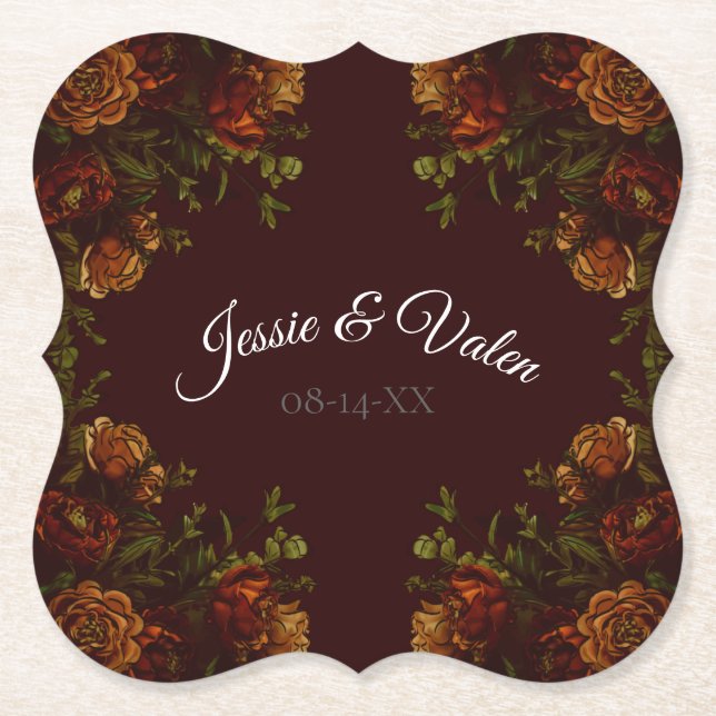 Fall Gothic Wedding Rustic Orange Maroon Untersetzer (Vorderseite)