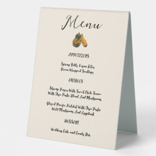 Fall Gourds Wedding Menu Table Zelt Sign Tischaufsteller