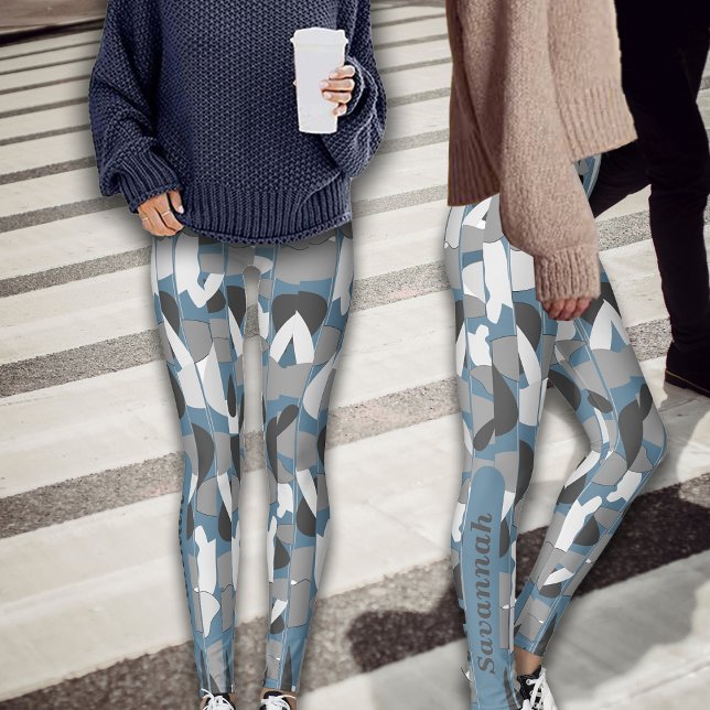 Fall Grays Abstrakt Botanicals personalisieren Nam Leggings (Von Creator hochgeladen)