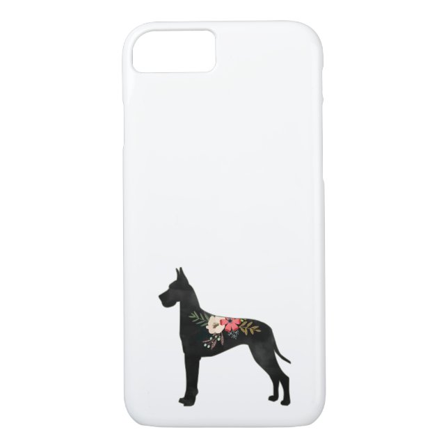Fall Great Dane Dog Breed Boho Floral Silhouette C Case-Mate iPhone Hülle (Rückseite)