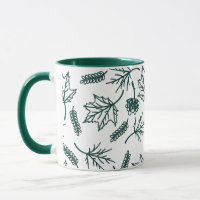 Fall Green Blätter Kontur Zwei-Tonen-Tasse
