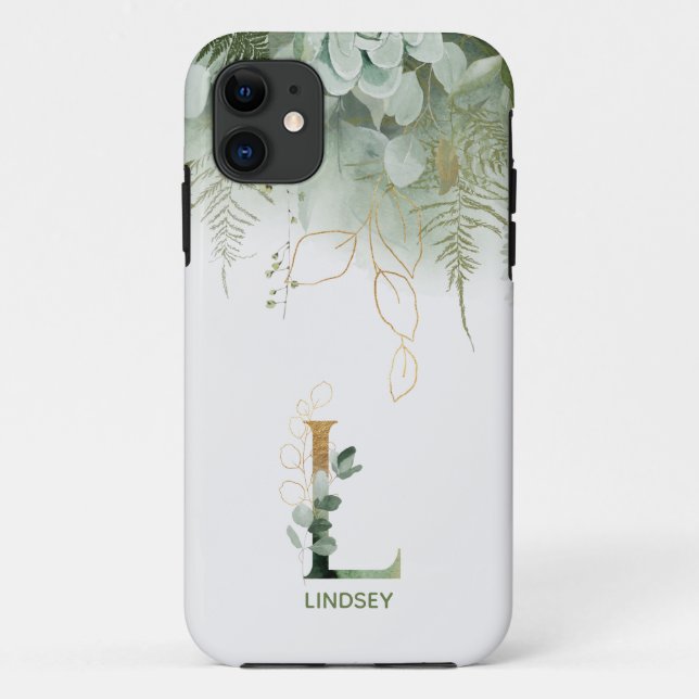 Fall Green Floral Letter L Case-Mate iPhone Hülle (Rückseite)