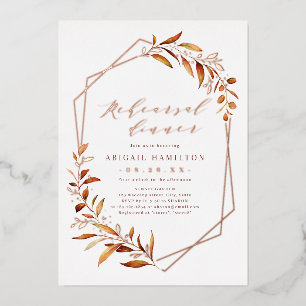 Fall Greenery Geometric Rustic Probe Dinner Folieneinladung