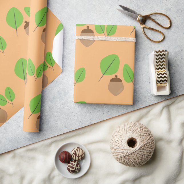 Fall Greenery Leaf Autumn Time Wrapping Paper Geschenkpapier (Kunsthandwerk)