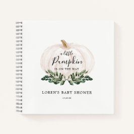Fall Greenery White Pumpkin Baby Shower Gästebuch Notizbuch