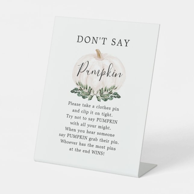 Fall Greenery White Pumpkin Sage Pumpkin nicht Sockelschild (Vorderseite)