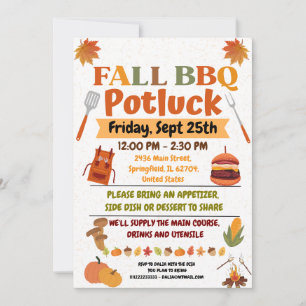 Fall GRILLEN Potluck Einladungskarte