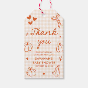 Fall Hand gezeichnet ein wenig Pumpkin Baby Dusche Geschenkanhänger