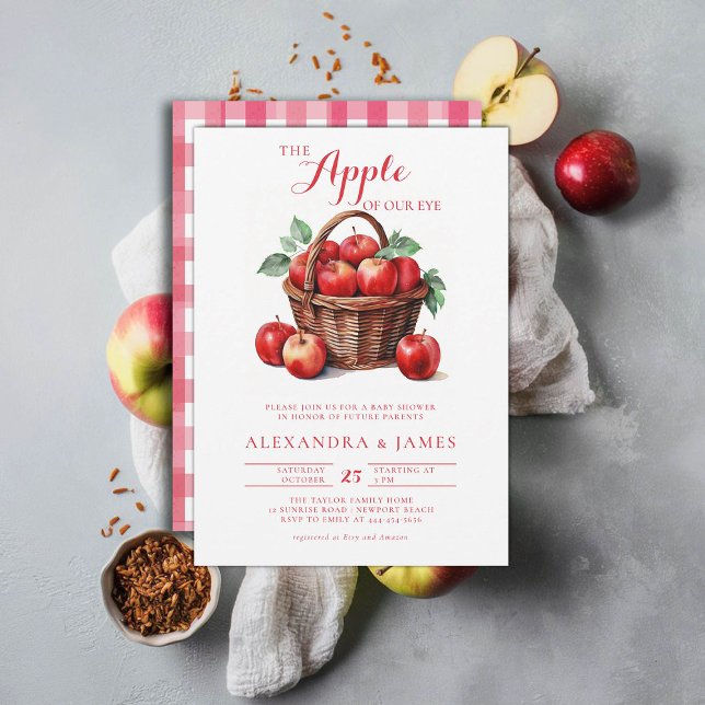 Fall Harvest Apple Basket Coed Couple Baby Dusche Einladung (harvest baby shower invitation coed couple fall autumn apple of our eye gender neutral modern)