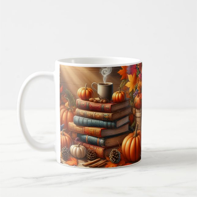 Fall Harvest Books & Pumpkin Coffee Mug Wrap  Kaffeetasse (Links)