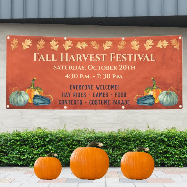 Fall Harvest Festival Pumpkin Banner (Fall Harvest Festival Banner - Market and announce your event. )