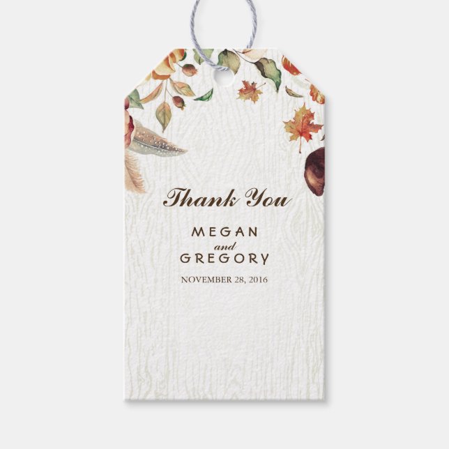 Fall Harvest Leafy Rustische Hochzeit Geschenkanhänger (Vorderseite)