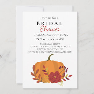 Fall Harvest Orange Pumpkin mit Blume Einladung