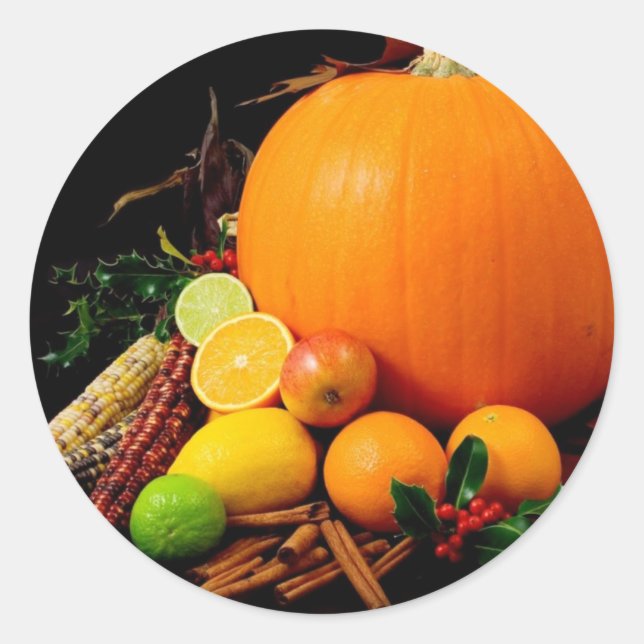 Fall Harvest Pumpkins und Maismais Runder Aufkleber (Vorderseite)