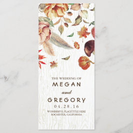Fall Harvest Rustic Pumpkin Floral Wedding Program Programm