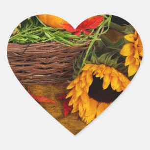 Fall Harvest Sonnenblumen Herz-Aufkleber