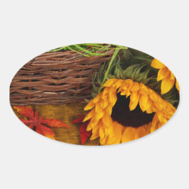 Fall Harvest Sonnenblumen Ovaler Aufkleber