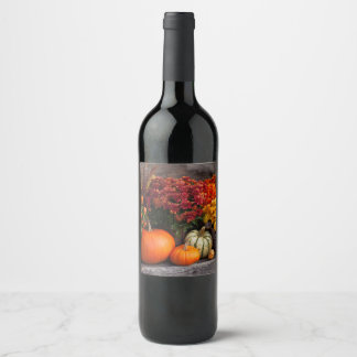 Fall Harvest Tablescape - Autumn Pumpkins Flowers Weinetikett