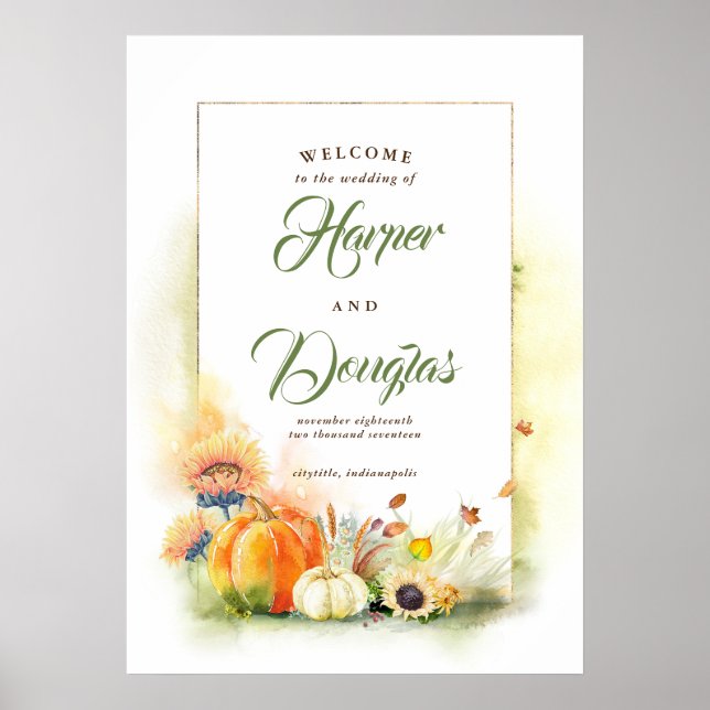 Fall Harvest Wedding Welcome Sign Poster (Vorne)
