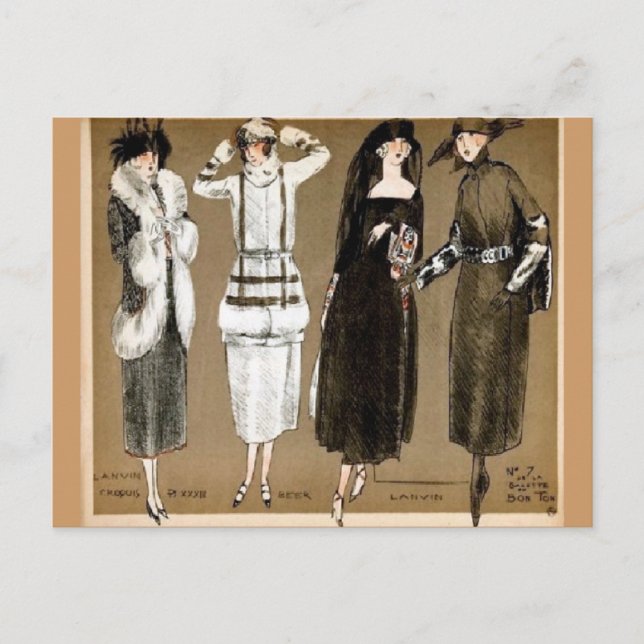Fall Haute Couture 1920s Abbildung Postkarte (Vorderseite)