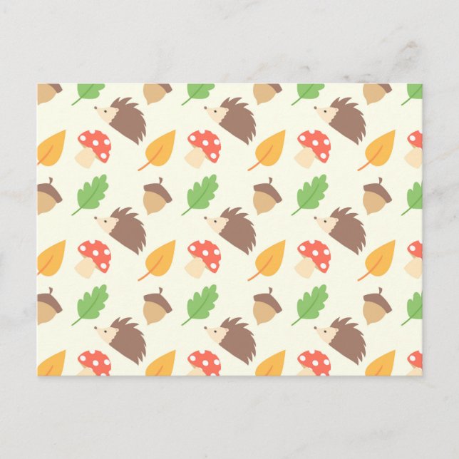 Fall Hedgehog Pattern Postkarte (Vorderseite)