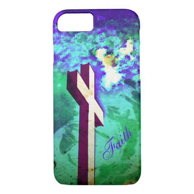 Fall "Heiliges Kreuz Lila N Green iPhone 7" Case-Mate iPhone Hülle (Rückseite)