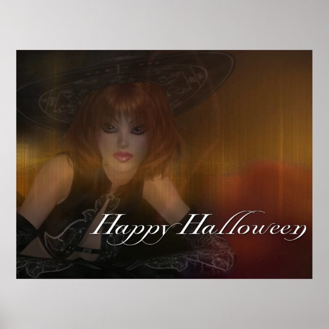 Fall Hexe - glückliches Halloween-Print Poster (Vorne)