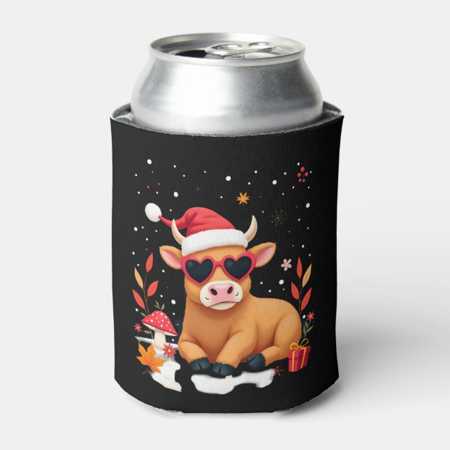Fall Highland Cow Pumpkin Bow Christmas Girls Kids Dosenkühler (Kanne Vorderseite)