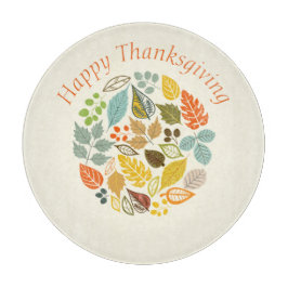Fall Holiday Happy Thanksgiving Farbenfrohe Blätte Schneidebrett