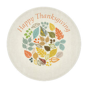 Fall Holiday Happy Thanksgiving Farbenfrohe Blätte Schneidebrett