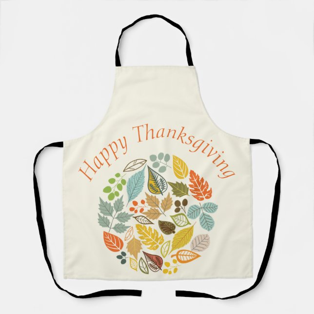 Fall Holiday Happy Thanksgiving Farbenfrohe Blätte Schürze (Vorderseite)