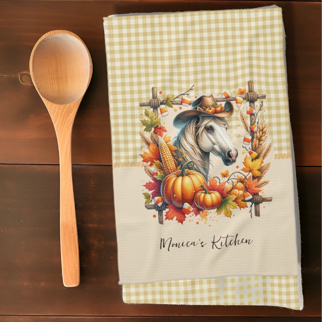 Fall Horse Cowgirl Geschirrtuch (Bring the beauty of fall to life with this stunning collection of designs perfect for the season!
)