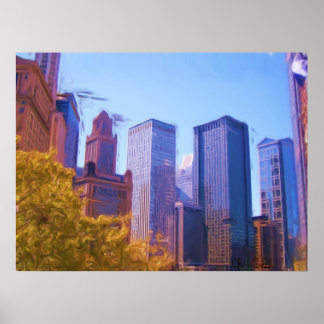 Fall in Chicago City unterzeichnet Poster