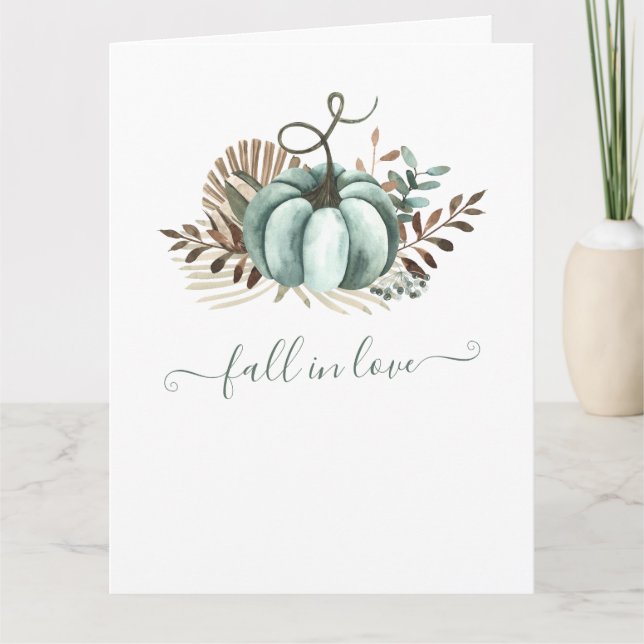 Fall in der Liebe, Blue Pumpkin, Blumenkürbis, Bra Karte (Vorderseite)
